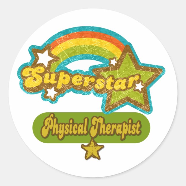 Sticker Rond Thérapeute physique superstar (Devant)
