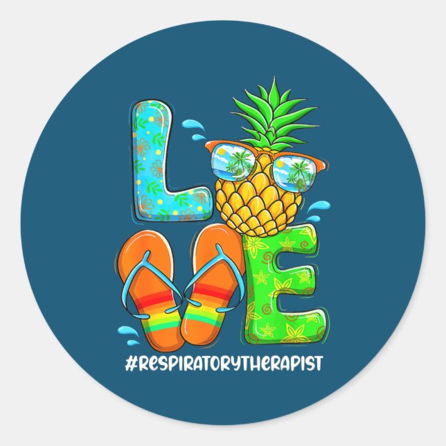 Sticker Rond Thérapeute respiratoire Aimer Ananas Été (Devant)