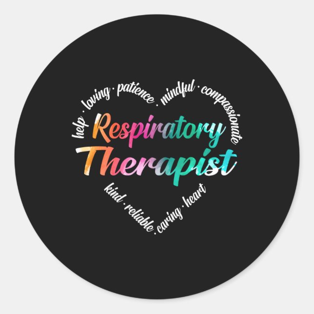 Sticker Rond Thérapeute respiratoire Le Mot Nuage Aquarelle Rai (Devant)