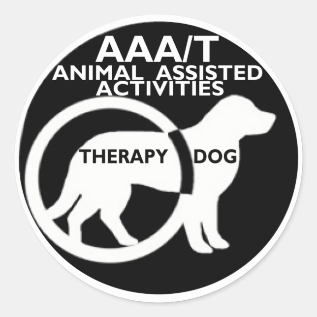 STICKER ROND THÉRAPIE CHIEN ACTIVITÉS ASSISTÉES AUX ANIMAUX (Devant)