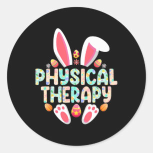 Sticker Rond Thérapie physique Bunny de Pâques Thérapiste physi