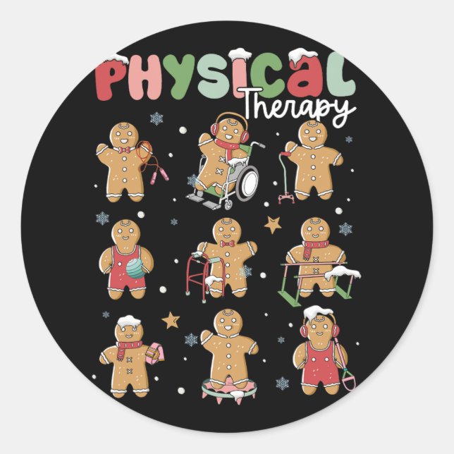 Sticker Rond thérapie physique noël ginglerie physique th (Devant)