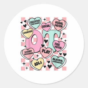 Sticker Rond Thérapie professionnelle Valentine Candy Sweet Hea