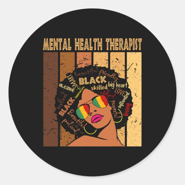 Sticker Rond Thérapiste en santé Afro Femmes Noir Histoire Mois (Devant)