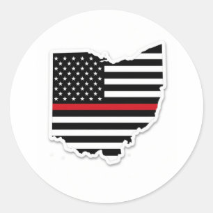 Sticker Rond Thin Red Line Ohio
