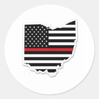 Sticker Rond Thin Red Line Ohio
