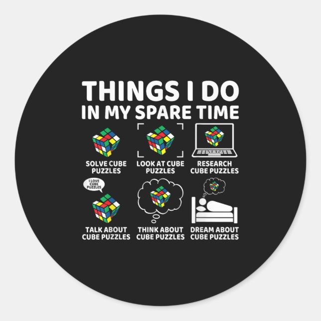 Sticker Rond Things I Do In My Spare Time Funny Cube Puzzle Spe (Devant)