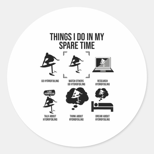 Sticker Rond Things I Do In My Spare Time - Hydrofoiling  (Devant)