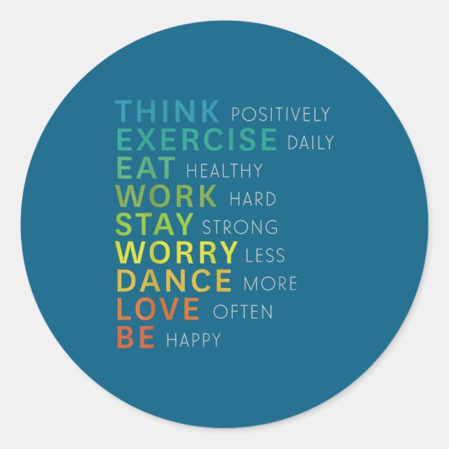 Sticker Rond Think Sitive Affirmation Insrational Motivational  (Devant)