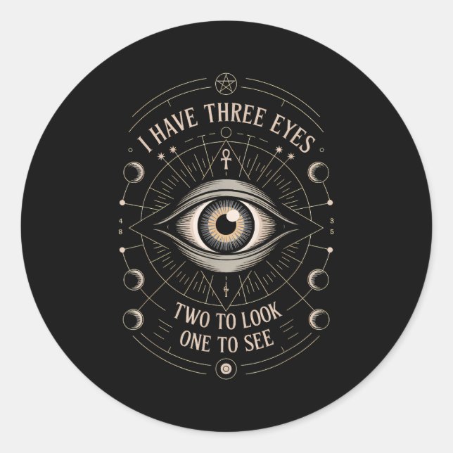 Sticker Rond Third Eye Mystic Quote Symbol Gift Sritual Occult  (Devant)