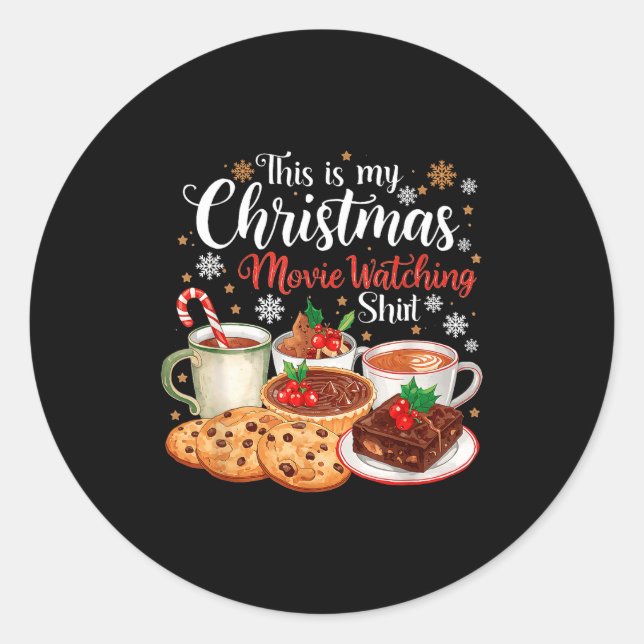 Sticker Rond This Is My Christmas Movie Watching Design  (Devant)