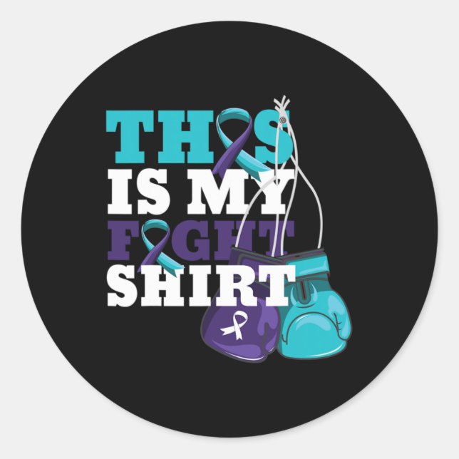 Sticker Rond This Is My Fight Suicide Prevention Fighter Strong (Devant)