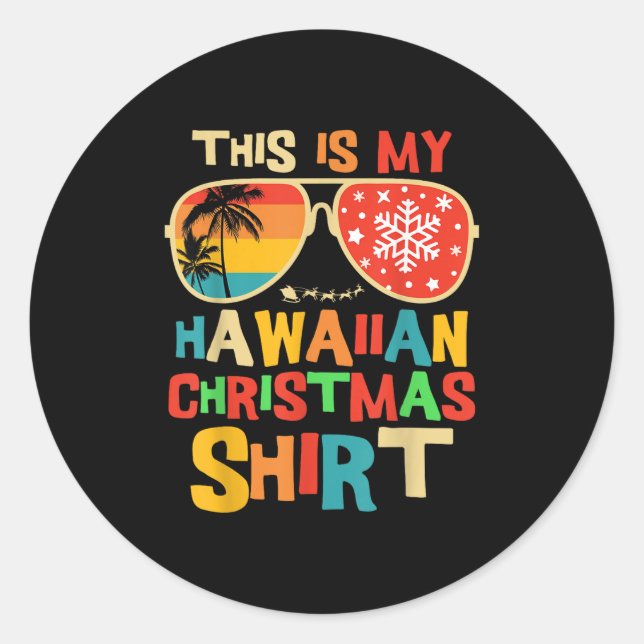 Sticker Rond This Is My Hawaiian Christmas Pajama Matching Fami (Devant)