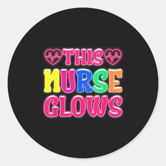 Sticker Rond This Nurse Glows Nursing Glow Retro  (Devant)