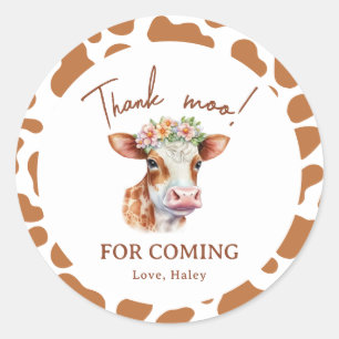 Sticker Rond Thnak Moo Floral Brown Imprimer 1er anniversaire d