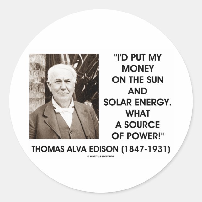 Sticker Rond Thomas Edison Énergie Solaire Solaire Source D'Éne (Devant)