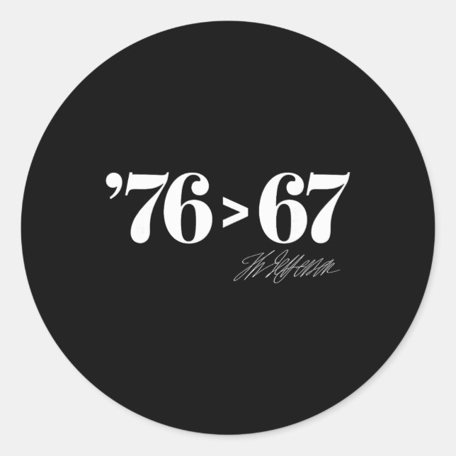 Sticker Rond Thomas Jefferson 76 > 67 Auto-évident Minimal M (Devant)