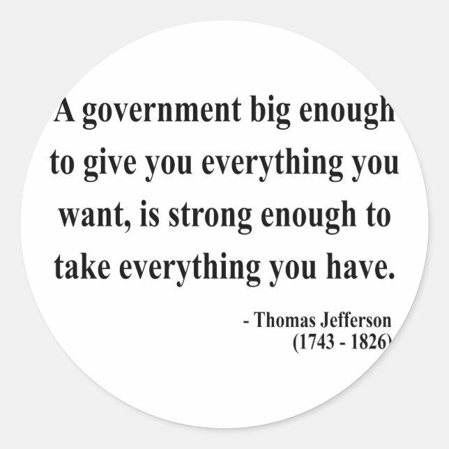 Sticker Rond Thomas Jefferson Citation 1a (Devant)