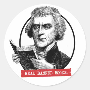 Sticker Rond Thomas Jefferson Lit Des Livres Interdits