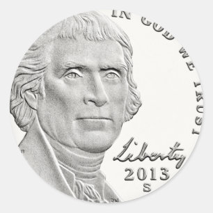 Sticker Rond Thomas Jefferson Nickel