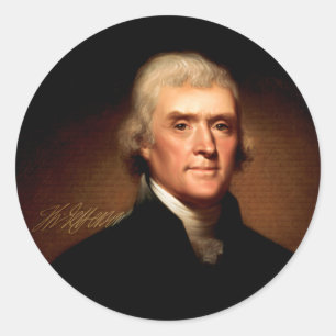 Sticker Rond Thomas Jefferson Portrait