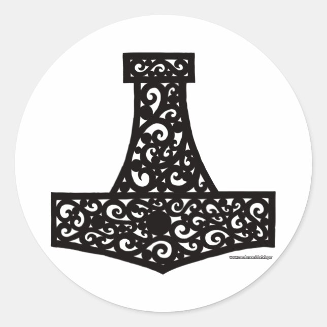 Sticker Rond Thors Hammer en noir (Devant)