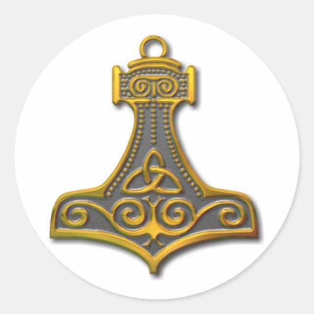 Sticker Rond Thor's Hammer-gold (Devant)