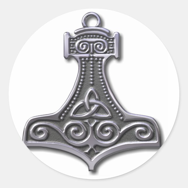 Sticker Rond Thor's Hammer-silver (Devant)