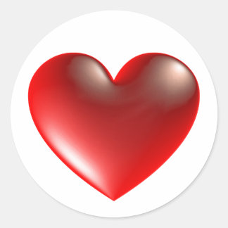 Sticker Rond Three Dimensional Style Heart Symbol Red