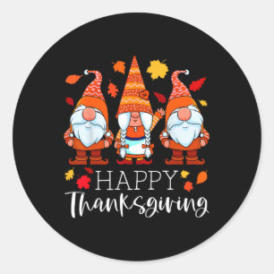 Sticker Rond Three Gnomes Happy Thanksgiving Gnomes Affaire Gno