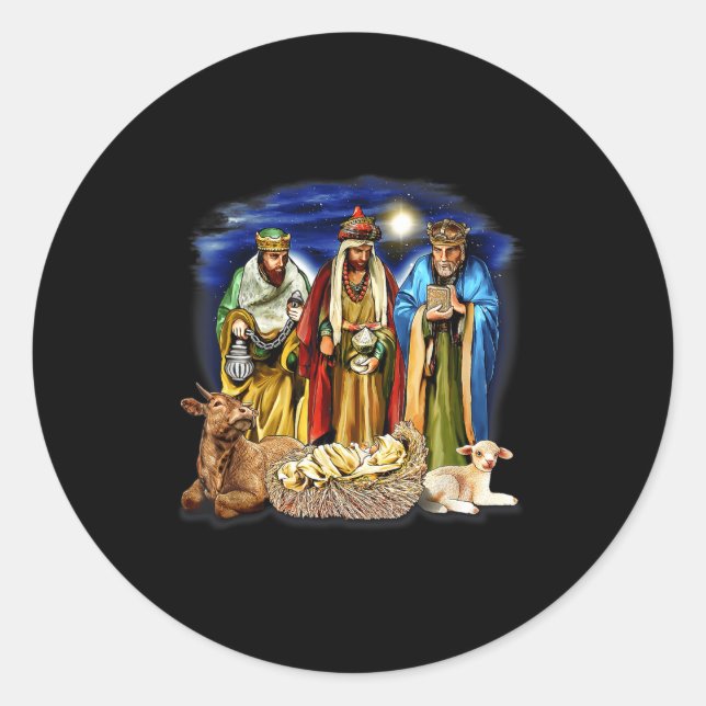 Sticker Rond Three Kings Shirt Nativity Scene Shirt Christmas S (Devant)