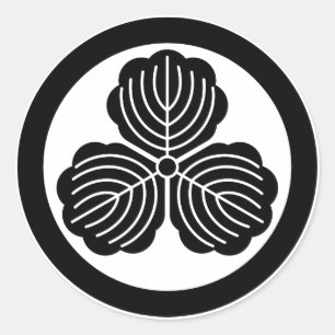 Sticker Rond Three oak leaves in circle