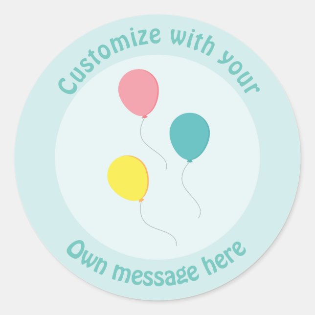 Sticker Rond Three Party Balloons Custom text (Devant)