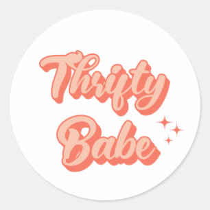 Sticker Rond Thrifty Babe Retro