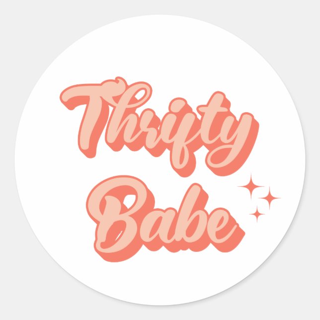 Sticker Rond Thrifty Babe Retro (Devant)