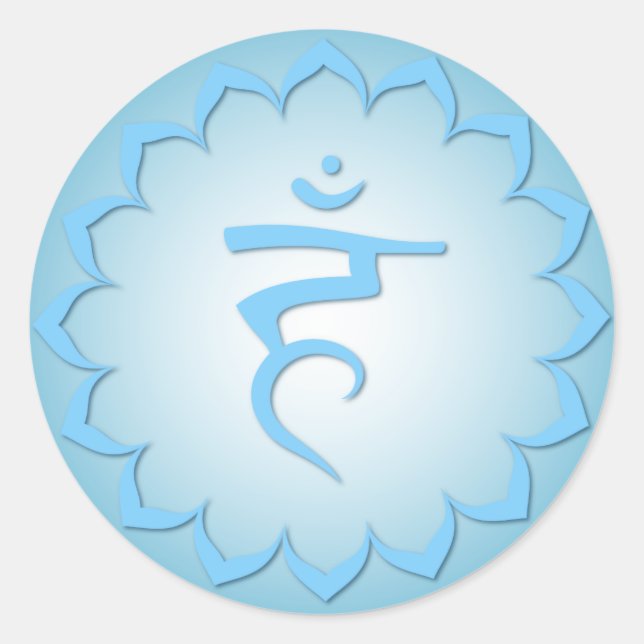 Sticker Rond Throat Chakra - Bleu clair (Devant)