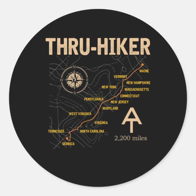 Sticker Rond Thruh Hiker Appalachian Trail Randonnée (Devant)