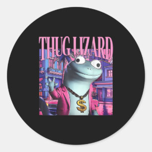 Sticker Rond Thug Lizard Funny Weirdcore Animal Lizard L