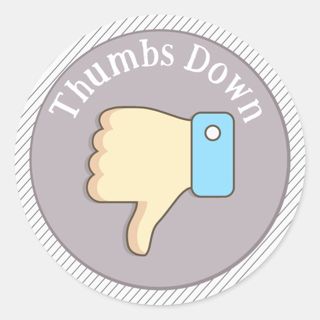 Sticker Rond Thumbs Down Hand Purple (Devant)