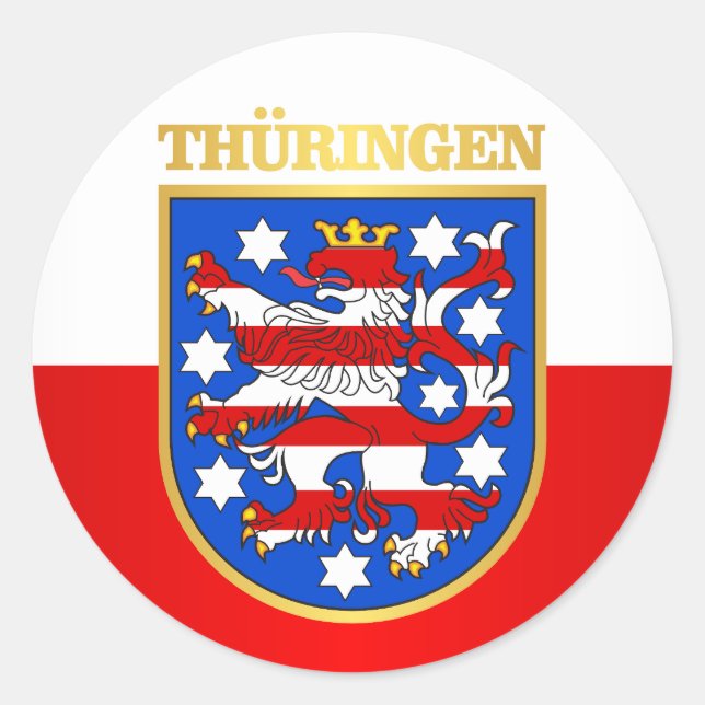 Sticker Rond Thuringen (Thuringe) COA (Devant)