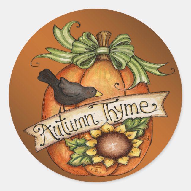 Sticker Rond Thyme d'automne (Devant)