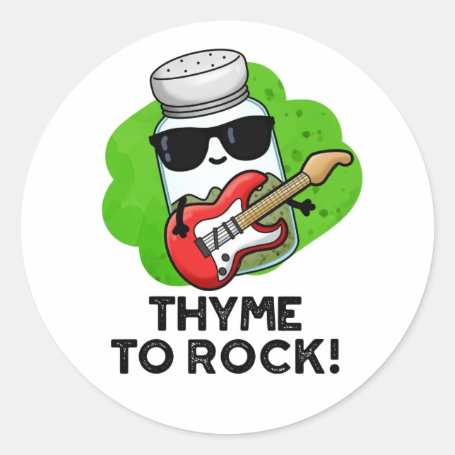 Sticker Rond Thyme Pour Rocher Funky Herb Pun (Devant)