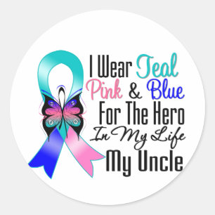 Sticker Rond Thyroid Cancer Ribbon Hero Mon oncle