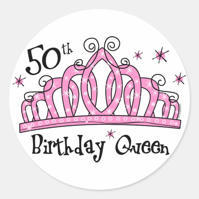 Sticker Rond Tiara 50e anniversaire Reine LT (Devant)