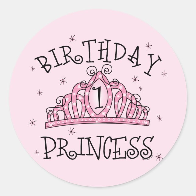 Sticker Rond Tiara Princess 1er anniversaire (Devant)