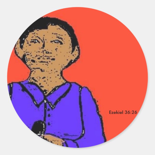 Sticker Rond Tibbs Omalay ORANGE Ezekiel 36:26 (Devant)
