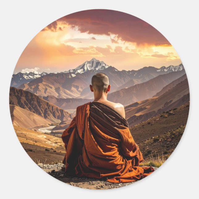 Sticker Rond TIbet - Buddhism - Meditation (Devant)