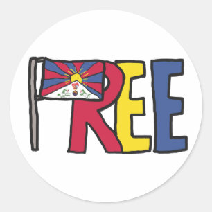 Sticker Rond Tibet libre
