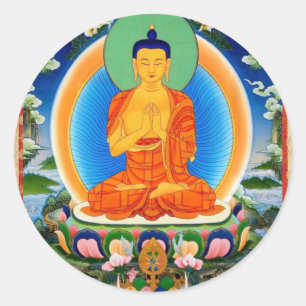 Sticker Rond Tibetan Thangka Prabhutaratna Bouddha