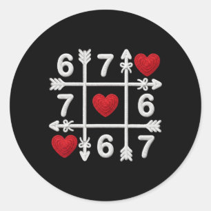 Sticker Rond Tic Tac Toe 67 Couple de la Saint-Valentin Cœurs S